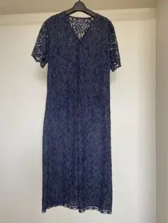 BLUE BLUE ネイビー レース 半袖ワンピース