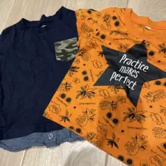 ネイビー・オレンジTシャツセット 95センチ