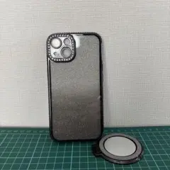 iPhone14キラキラケース ブラック ミラー付き