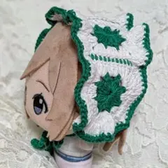 〈グリーン×ホワイト〉ぬい服　ヘッドドレス　にじぬい　ちびぐるみ