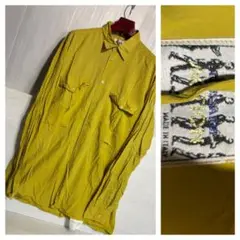 TRUSSARDI ACTIONトラサルディイタリア製長袖レーヨン綿シャツ黄L