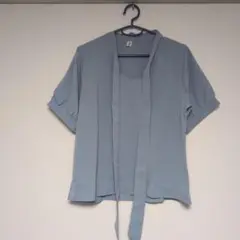ライトブルー 半袖シャツ リボン ※タグ無し※