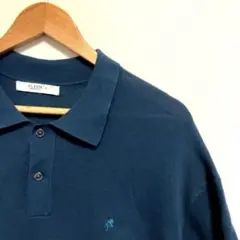 XL OLZEN メンズポロシャツ　ネイビー　ブルー　紺　裾リブ付