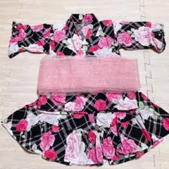 【最終値下げ】浴衣 ゆかた 浴衣ドレス セパレート 甚平 110cm 黒 花柄