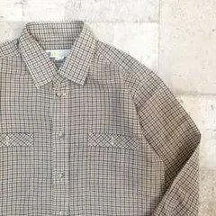 ギンガムチェック長袖シャツ 高島屋 ポケット2つ 個性的 古着 レトロ