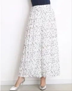 花柄 ワイドパンツ ホワイト M レディース 新品 送料無料 オフィスカジュアル