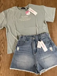 新品LovetoxicTシャツ150cm デニムショートパンツ160cmセット