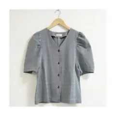 m462_IENA 極美品✨2023SS☘️Vネック サッカーブラウス 五分袖