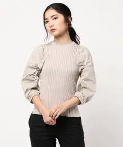 Mystrada 袖シャーリングニット モカ