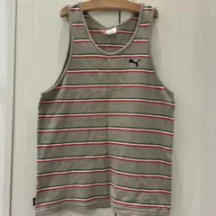 PUMA グレー ストライプ タンクトップ
