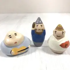 神様　えびす　陶器製　人形　３人セット