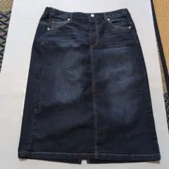 ダークデニム タイトスカート ゴム入り