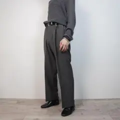 HAGGAR ノータックスラックスパンツ ルーズ ダークグレー/JW53