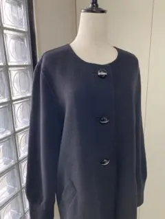 ヴィンテージ 黒 ブラックノーカラー カシミヤ コート アウター レトロ 古着
