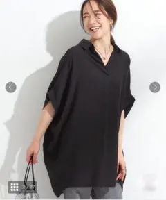 【シューラルー】コクーンシルエットチュニック【新品未使用タグ付】黒【L】接触冷感