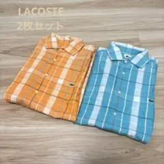 ▪️LACOSTE 半袖シャツ　2枚セット　オレンジ　ブルー系　チェック柄