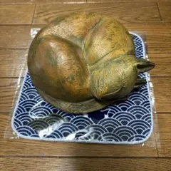 木製 猫の置物 アジアンテイスト約15cm