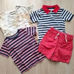 GAP　ポロシャツ　Tシャツ　半袖　ショートパンツ　セット　赤　ボーダー