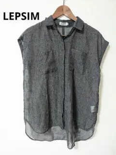 美品　LEPSIM レプシィム　黒と白のドット柄 半袖シャツ　F