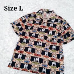 ディズニー グーフィー マックス 総柄 シャツ L GOOFY MAX