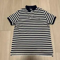 Ralph Lauren ネイビーとホワイト ストライプ ポロシャツ