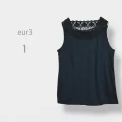 【eur3】　ノースリーブシャツ　タンクトップ　レース刺繍　ノームコア　着回し