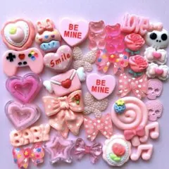 ハンドメイド♡ネイル♡デコパーツ♡ピンク♡音符、ハート、リボン、星、蝶99