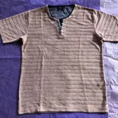 Mind Gamesストライプ ヘンリーネック Tシャツ LL