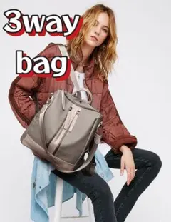 ★新品 3WAYバッグ レディース 大容量 バッグ グレー 4ポケット