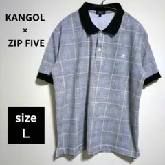 KANGOL× ZIP FIVE ポロシャツ ラガーシャツ ロゴ刺繍 チェック