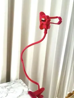 スマホスタンド クリップ式フレキシブル（ブラック・レッド）