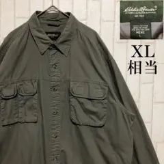 00s エディーバウアー 長袖ミリタリーシャツ リップストップ 古着 L カーキ