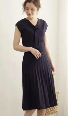 【タグ付き】ロペピクニック 2WAYボウタイニットワンピース　ノースリーブL