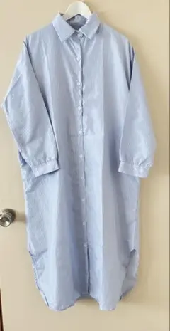 Chaco closet 青と白のストライプ ロングシャツ