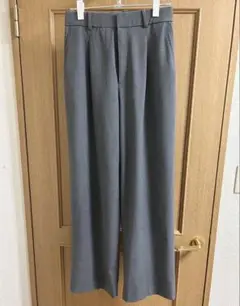 ユニクロ　UNIQLO タックワイドパンツ　丈長め　M グレー