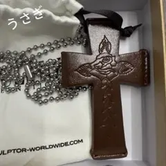 Sculptor Cross Leather StrapWalletブラウン