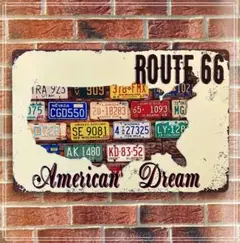 アメリカンドリーム　ルート６６　インテリア　オシャレかっこいい　ブリキ看板