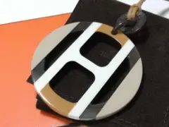 HERMES エルメス Hエキップ ネックレス バッファローホーン ペンダント