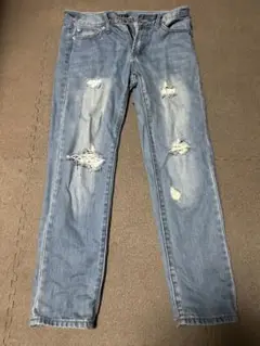 ダメージ加工 ライトブルーデニム M