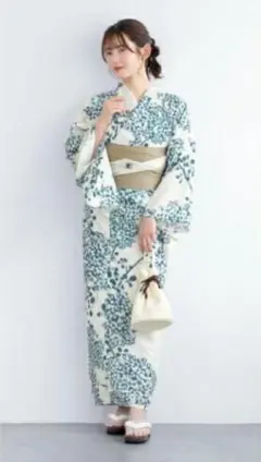 ◆ノー皺加工最高級クールパス◆紫陽花（あじさい）花の夏浴衣◆洗えるしわにならない