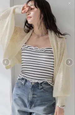 LOWRYS FARM ブークレメッシュボレロ 2WAY ドルマン アイボリー