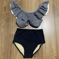 フリルチェック柄水着セット