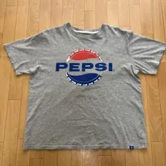 Pepsi ペプシ 短丈　ロゴ Tシャツ LLサイズ グレー 瓶フタロゴ