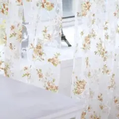 100㎝　200cm レースカーテン　カーテン　花柄　オレンジ　レース　2枚