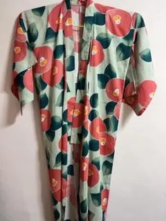 椿花柄 浴衣 単品