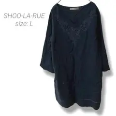 【シューラール】SHOO-LA-RUE Vネック チュニックブラウス 刺繍 麻混
