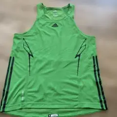 adidas ランニンシャツ　タンクトップ　緑色　XOサイズ