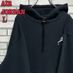 《大人気》AIR JORDAN☆プルオーバーパーカー 刺繍ロゴ ブラック L