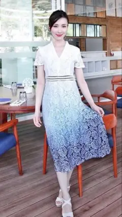 レース グラデーション ワンピース