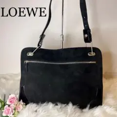 LOEWE ロエベ スエード×レザー ショルダーバッグ タンタン ブラック 黒